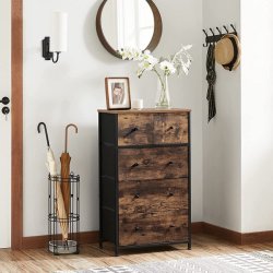 Kommode med 5 stofskuffer i industrielt design - rustik brun