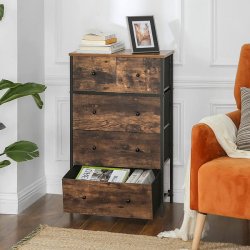 Kommode med 5 stofskuffer i industrielt design - rustik brun