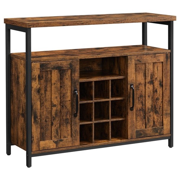 Sk�nk med vinreol, skabe og l�ger - rustik brun 100 x 35 x 81,4