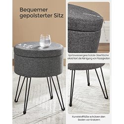 Puf med opbevaring - rund skammel - fodskammel - m�rkegr� �37