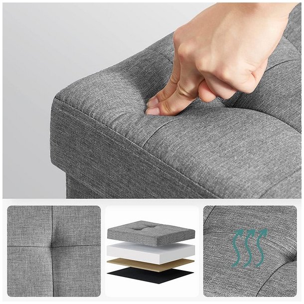 Puf med kiste - skammel med opbevaring 38 x 38 x 40 - lysegr�