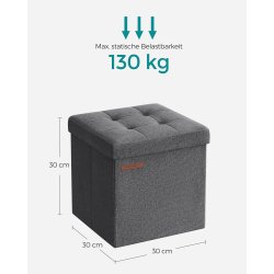 Puf med kiste - skammel med opbevaring 30 x 30 x 30 - m�rkegr�