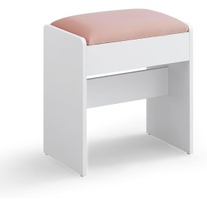 Skammel til makeupbord - b�nk til sminkebord - hvid