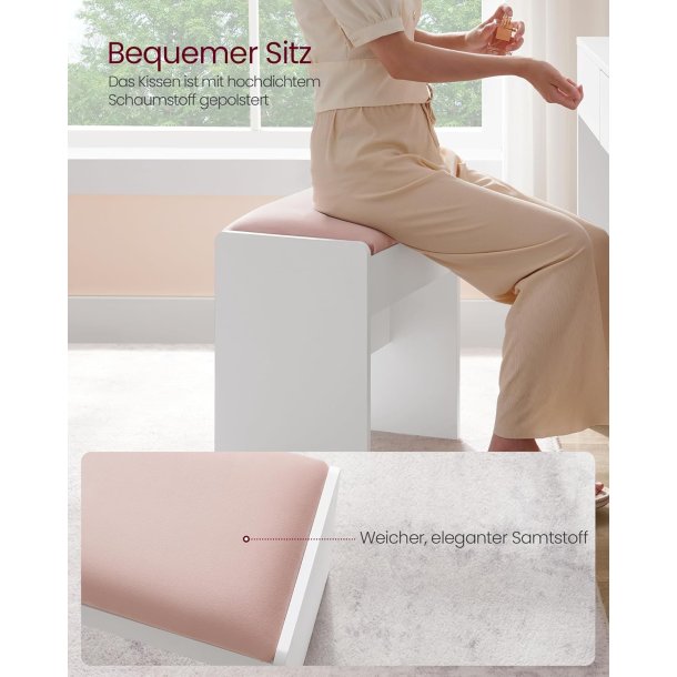 Skammel til makeupbord - b�nk til sminkebord - hvid