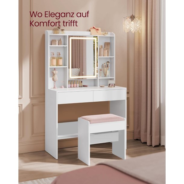 Skammel til makeupbord - b�nk til sminkebord - hvid