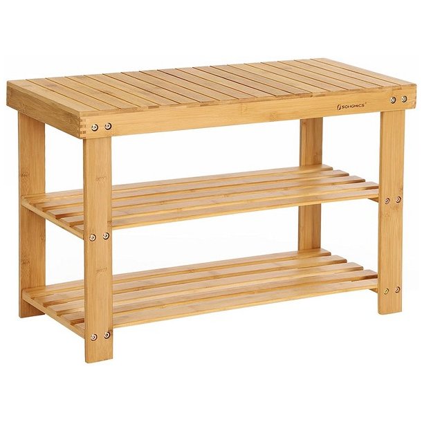 Siddeb�nk i bambus - skoreol og skostativ - 70 x 28 x 45