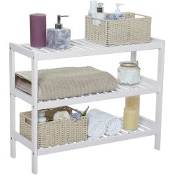 Skoreol i bambus med 3 hylder - hvid skostativ 70 x 55 x 26