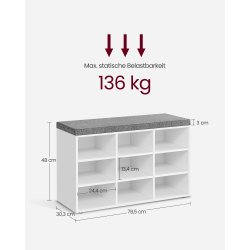 Skob�nk - siddeb�nk med skohylder - entreb�nk med skorum - hvid