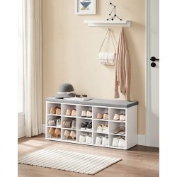 Skob�nk - siddeb�nk med skohylder - entreb�nk med skorum - hvid