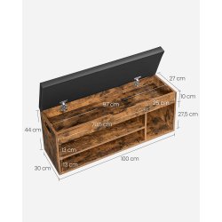 Skob�nk - siddeb�nk med skohylder - entreb�nk - rustik brun 100x30