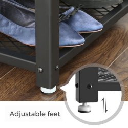 Skob�nk med 2 tr�dhylder - siddeb�nk med skohylder - rustik brun