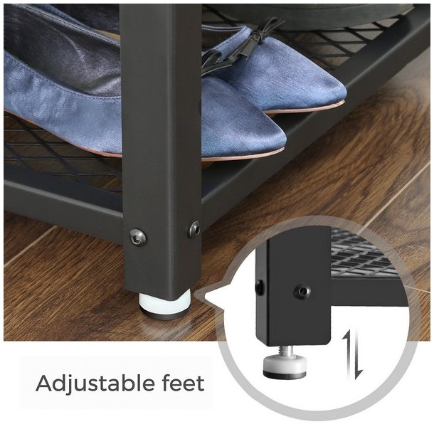 Skob�nk med 2 tr�dhylder - siddeb�nk med skohylder - rustik brun