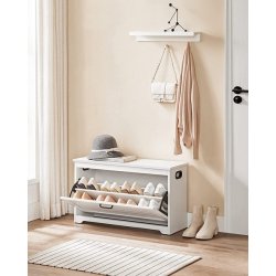 Skob�nk - siddeb�nk med skohylder - skoskab med b�nk - hvid