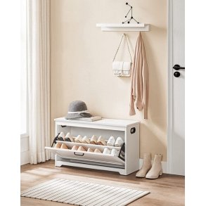 Skob�nk - siddeb�nk med skohylder - skoskab med b�nk - hvid