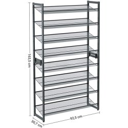 Skoreol med 8 hylder - s�t med 2 x 4 skohylder - gr� metal