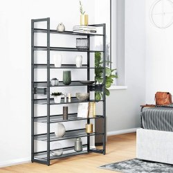 Skoreol med 8 hylder - s�t med 2 x 4 skohylder - gr� metal