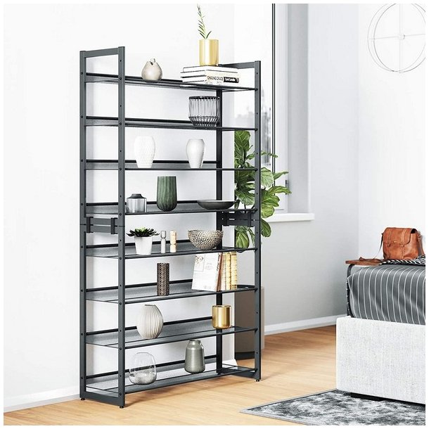 Skoreol med 8 hylder - s�t med 2 x 4 skohylder - gr� metal