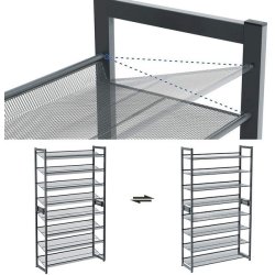 Skoreol med 8 hylder - s�t med 2 x 4 skohylder - gr� metal