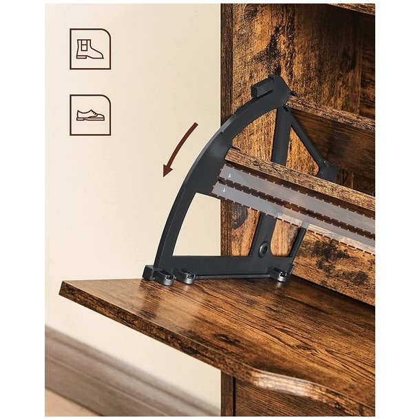 Skoskab med 2 skuffer - skoreol med 2 rum - rustik brun