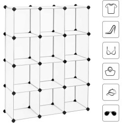 Opbevaringsreol - kubisk reol i plastik - skoreol med 12 rum
