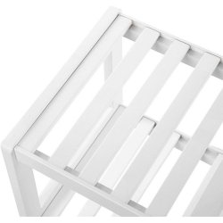 Skoreol i bambus med 2 hylder - hvidt skostativ 70 x 33 x 26