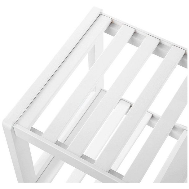 Skoreol i bambus med 2 hylder - hvidt skostativ 70 x 33 x 26