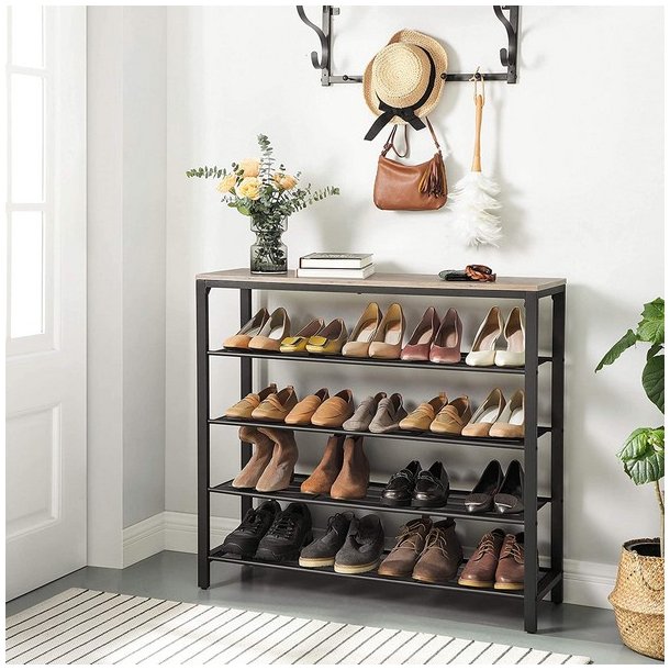 Skoreol med hylder til sko - reol med skohylder - gr� beige