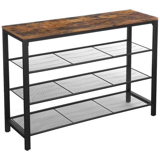 Skoreol med hylder til sko - reol med skohylder - rustik brun