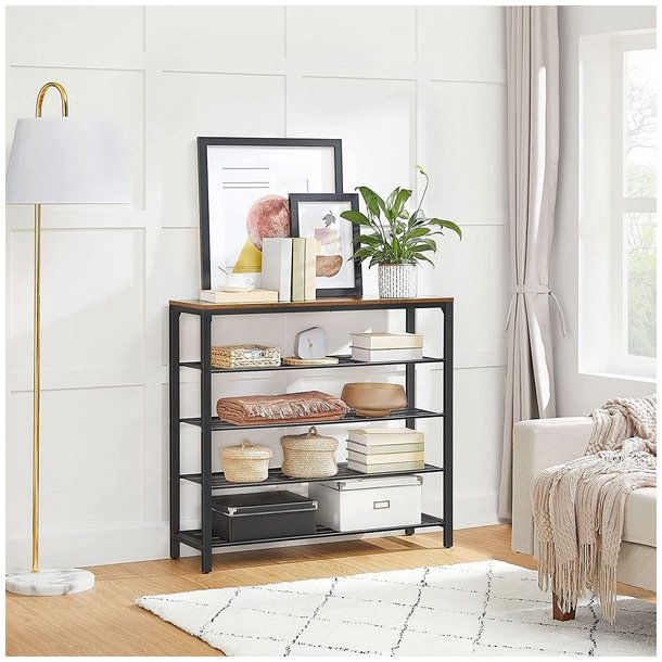 Skoreol med hylder til sko - reol med skohylder - rustik brun