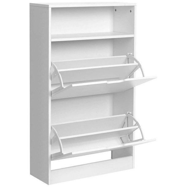 Skoskab med 2 skuffer - skoreol med 2 rum - hvid