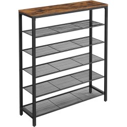 Skoreol med 5 hylder - skostativ med skohylder - rustik brun