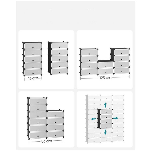 Skoreol - kubisk skoskab i plastik - skohylder med 10 skorum