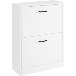 Skoskab med 2 skuffer - skoreol med 2 rum - hvid