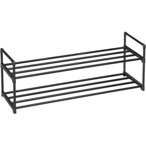 Skoreol - skostativ i sort metal med 2 hylder - 92 x 30 x 34