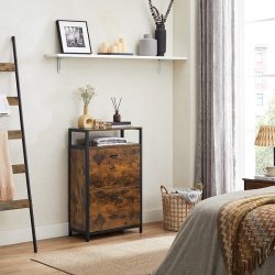 Skoskab med 2 rum - skoreol med 2 skuffer - rustikt brunt