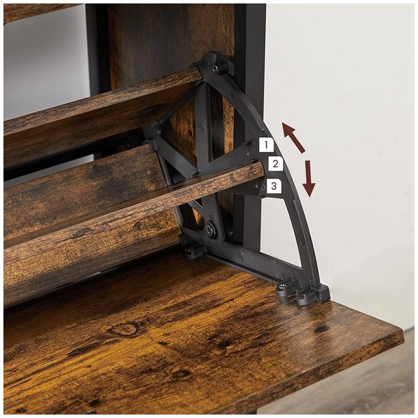 Skoskab med 2 rum - skoreol med 2 skuffer - rustikt brunt