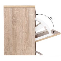 Skoskab med 3 skuffer - skoreol med 3 rum - eg brun