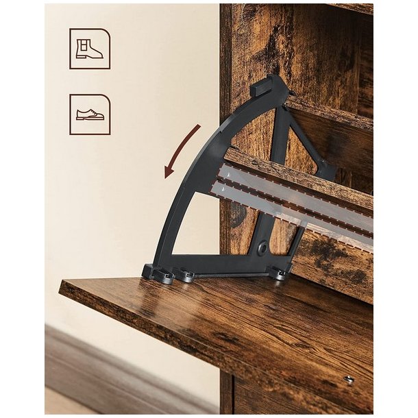 Skoskab med 3 skuffer - skoreol med 3 rum - rustik brun