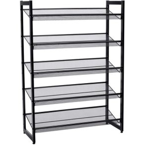 Skoreol med 5 tr�dhylder - skoreol med 5 skohylder - sort metal