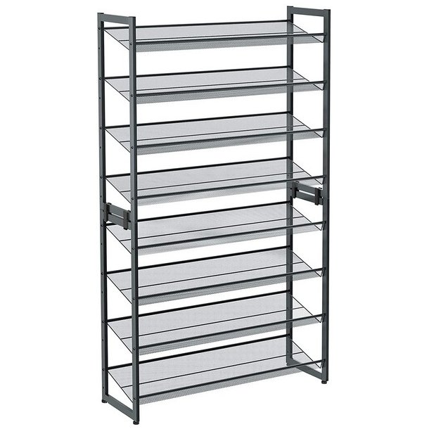 Skoreol med 8 hylder - s�t med 2 x 4 skohylder - gr� metal