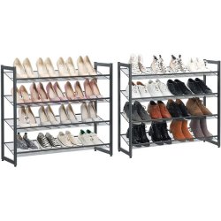 Skoreol med 8 hylder - s�t med 2 x 4 skohylder - gr� metal