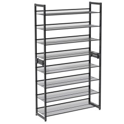 Skoreol med 8 hylder - s�t med 2 x 4 skohylder - sort metal