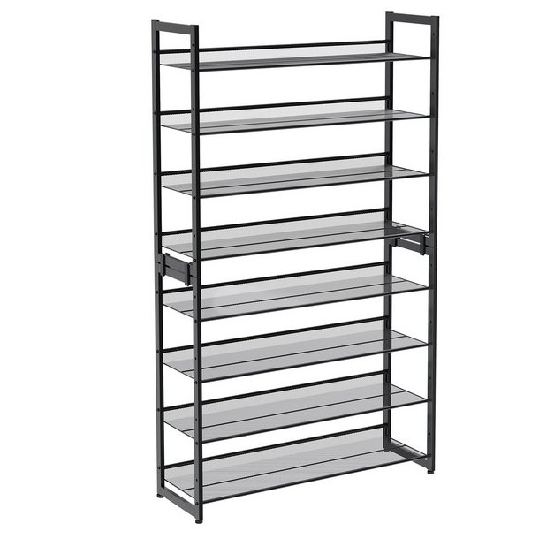 Skoreol med 8 hylder - s�t med 2 x 4 skohylder - sort metal