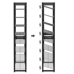 Skoreol med 8 hylder - s�t med 2 x 4 skohylder - sort metal