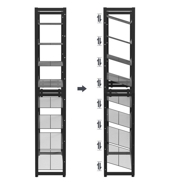 Skoreol med 8 hylder - s�t med 2 x 4 skohylder - sort metal