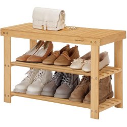 Siddeb�nk i bambus - skoreol og skostativ - 70 x 28 x 45