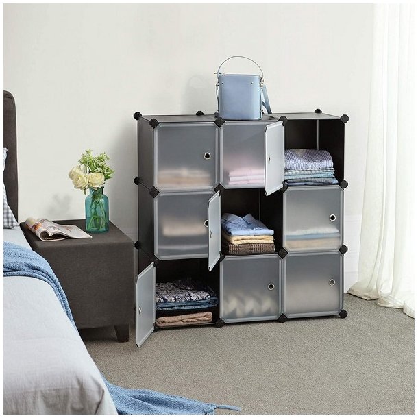 Opbevaringsskab - kubisk skab i plastik - plastikskab med 9 rum