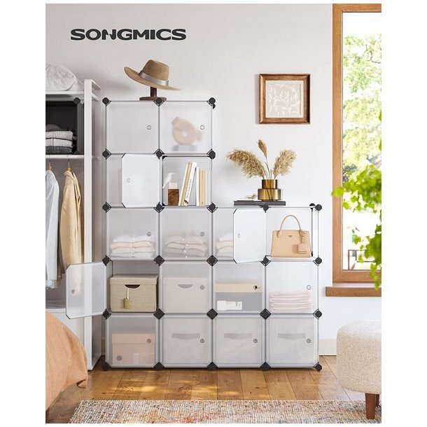 Opbevaringsskab - kubisk skab i plastik - plastikskab med 16 rum