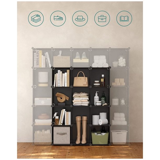 Opbevaringsskab - kubisk skab i plastik - plastikskab med 16 rum