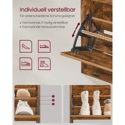 Skoskab med 2 skuffer - skoreol med 2 rum - rustik brun